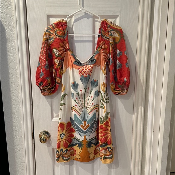 Farm Rio Floral Puff Sleeve Mini Dress - Picture 1 of 16